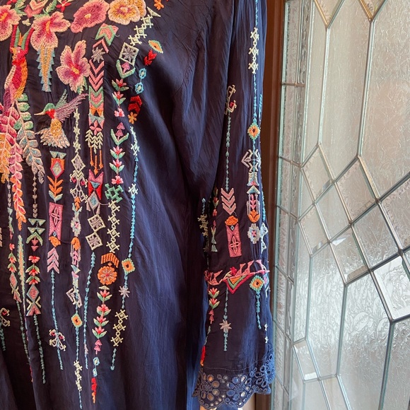 Johnny Was Embroidered Lulu Hummingbirds Tunic/ Mini Dress size XLP scoop neck - Picture 6 of 16